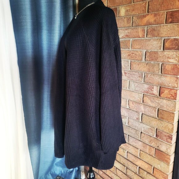 Ellos Women's Open Front Black Waffle-Knit - Plus Size 3X - Picture 3 of 8